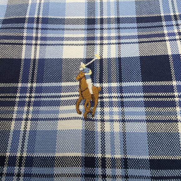 Ralph Lauren Shirt Mens XL Blue Plaid Short Sleeve Oxford Cloth Button Down - Picture 11 of 15